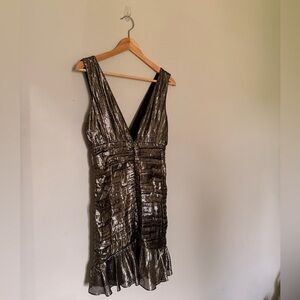 Express Metallic V-Neck Mini Dress
